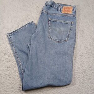 Levis 550 Jeans Mens 46x34 Blue Relaxed Fit Tapered Leg Light Wash Denim Zip Fly